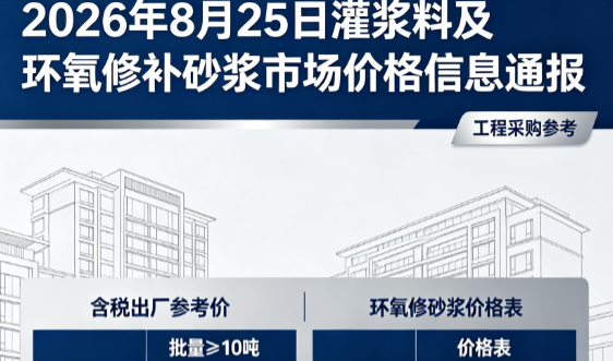 杨陵2026年8月25日灌浆料及环氧修补砂浆市场价格信息通报